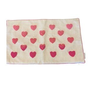 Cupcakes and Cashmere Pink Woven Heart Lumbar Pillow Cover Zip Closure 14x24
